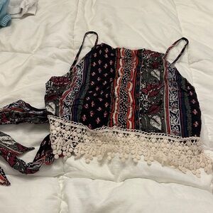 Abercrombie & Fitch Red and Blue Patterned Camisole